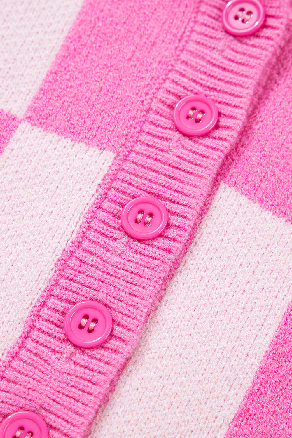 Pink Plus Size Checkered Collared Half Button Sweater Dear-Lover Dropshipping